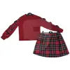 Compleu fetițe 4–14 ani 2 piese – Pulover și fustă carouri