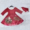 Rochiță Crăciun roșie cu Moș Crăciun și căciuliță