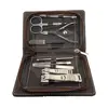 Trusă manichiură 783D cu 9 piese din inox în husă maro cu fermoar