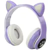Căști wireless pentru copii CAT STN-28 cu urechi de pisică, Bluetooth 5.0, LED RGB, baterie 400 mAh