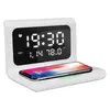 Ceas decorativ cu stație de încărcare wireless 3 în 1, 10W, afișaj LED