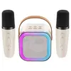 Sistem karaoke portabil K12 cu două microfoane wireless Bluetooth și boxă RGB