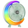 Ventilator de birou USB cu lumini colorate, 3 viteze, ABS, silențios, reîncărcabil