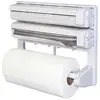 Dispenser triplu pentru hârtie bucătărie cu tăietor integrat montaj pe perete