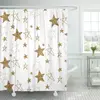 Perdea de duș impermeabilă cu stele aurii și inele incluse 180x180 cm