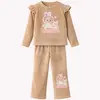 Compleu din catifea pentru fete, culoare bej, set 6 mărimi 2–12 ani