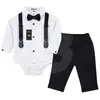 Costum bebeluși băiat bleumarin 3 piese pantaloni body și bretele