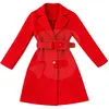 Palton fete 4–14 ani culoare roșu cu cordon – set 6 bucăți
