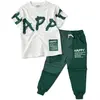 Set 6 Compleuri Subțiri pentru Băieți, 2 Piese, Tricou + Pantaloni, Culoare Verde, 5–14 ani