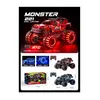 Mașină Monster cu telecomandă 2,4GHz, LED roșu, roți mari off-road