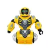 Robot Electric de Jucărie, Rotativ 360°, Mișcare Interactivă, Efecte de Lumini LED și Muzică, Înălțime 20 cm, Galben Strălucitor