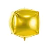 Balon din folie metalica forma cubica 4D auriu 35x35x35 cm pentru decor evenimente