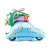 Balon din folie in picioare forma Masina de Craciun cu brad si cadouri 102x107 cm