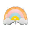 Balon din folie metalica forma Curcubeu cu norisori 55x40 cm pentru petreceri copii