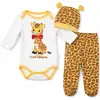 Compleu bebeluși din bumbac Little Cute Giraffe body pantaloni căciuliță
