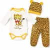 Compleu bebeluși din bumbac Little Cute Tiger body pantaloni căciuliță