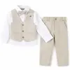 Costum elegant băiat bej 4 piese 5–8 ani set complet