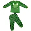 Pijama copii din bumbac Happy Frog verde set bluză și pantaloni