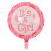 Balon din Folie de Aluminiu Rotund „It's a Girl”, Roz cu Urme de Tălpi, 45 x 45 cm
