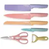 Set bucătărie 6 piese cu cuțite, satâr, foarfecă și curățător ceramic