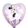 Balon din Folie de Aluminiu în Formă de Inimă, Minnie Mouse pe Unicorn, 45 x 45 cm