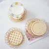 Set 3 Suporturi Rotunde pentru Băuturi, din Ratan Împletit, Stil Boho Chic, 11x11x1.8cm