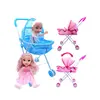Set Jucărie Landou din Metal cu Păpușă Bebeluș Inclusă, Cărucior Pliabil și Accesorii pentru Copii