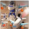 Avion Transformer Muzical cu Lumini LED și Mișcare Bump-and-Go, Jucărie Interactivă pentru Copii