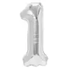 Balon din Folie de Aluminiu, Cifra 1, Culoare Argintiu Metalizat, 68 x 53 cm