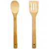 Set Ustensile de Bucătărie din Bambus Natural, Lingură și Paletă cu Fante, 30 cm