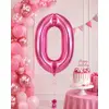 Balon din folie de aluminiu, Cifra 0, Roz metalizat, înălțime 81 cm (32 inch)