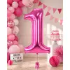 Balon din folie de aluminiu, Cifra 1, Roz metalizat, înălțime 81 cm (32 inch)