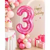 Balon din folie de aluminiu, Cifra 3, Roz metalizat, înălțime 81 cm (32 inch)