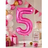Balon din folie de aluminiu, Cifra 5, Roz metalizat, înălțime 81 cm (32 inch)