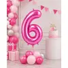 Balon din folie de aluminiu, Cifra 6, Roz metalizat, înălțime 81 cm (32 inch)