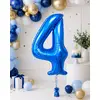 Balon din folie de aluminiu, Cifra 4, Albastru, înălțime 81 cm (32 inch)