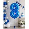 Balon din folie de aluminiu, Cifra 8, Albastru, înălțime 81 cm (32 inch)