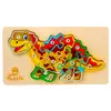 Puzzle Clasic din Lemn pentru Copii, Model Dino 4 cu Cifre de la 1 la 10, Joc Educativ și Logico-Matematic
