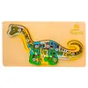 Puzzle Clasic din Lemn pentru Copii, Model Dino 2 cu Cifre de la 1 la 10, Joc Educativ și Logico-Matematic