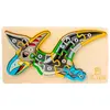 Puzzle Clasic din Lemn pentru Copii, Model Dino 5 cu Cifre de la 1 la 10, Joc Educativ și Logico-Matematic