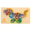Puzzle Clasic din Lemn pentru Copii, Model Dino 3 cu Cifre de la 1 la 10, Joc Educativ și Logico-Matematic