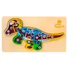 Puzzle Clasic din Lemn pentru Copii, Model Dino 1 cu Cifre de la 1 la 10, Joc Educativ și Logico-Matematic