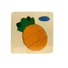 Puzzle din Lemn pentru Bebeluși și Copii Mici, Model Ananas, Joc Educativ în Relief