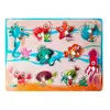 Puzzle din Lemn Încastru cu Pioneze, Model Sea Creatures și Creaturi Marine, Joc Educativ pentru Copii