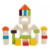 Joc de Construit din Lemn tip Montessori, Set Educativ cu 30 de Piese Geometrice Multicolore