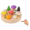 Joc Educativ din Lemn tip Montessori pentru Copii, Model Ciupercuță cu Viermi Magnetici
