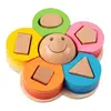 Joc Educativ Montessori din Lemn, Sortator Forme Geometrice Model Floral, 15 Piese Multicolore