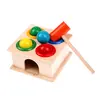 Joc Educativ din Lemn tip Montessori, Banc de Percuție cu Bile și Ciocănaș, Model Interactiv pentru Motricitate