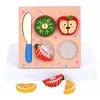 Set Fructe din Lemn de Tăiat cu Scai (Arici) și Accesorii, Jucărie Educativă pentru Copii