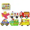 Set 6 Puzzle-uri din Lemn pentru Bebeluși, Modele Vehicule și Transport în Cutie Metalică